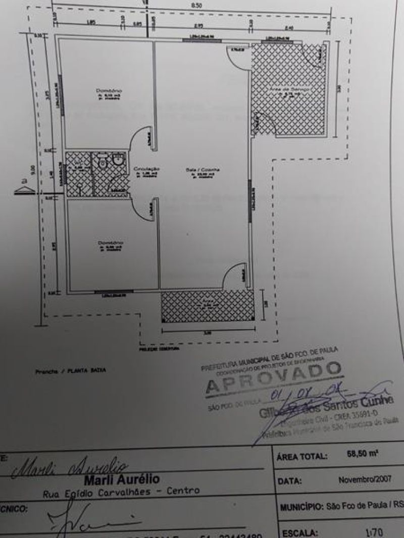 Casa com 2 quartos, 1 banheiro e 58m² à venda no bairro Centro, Taquara