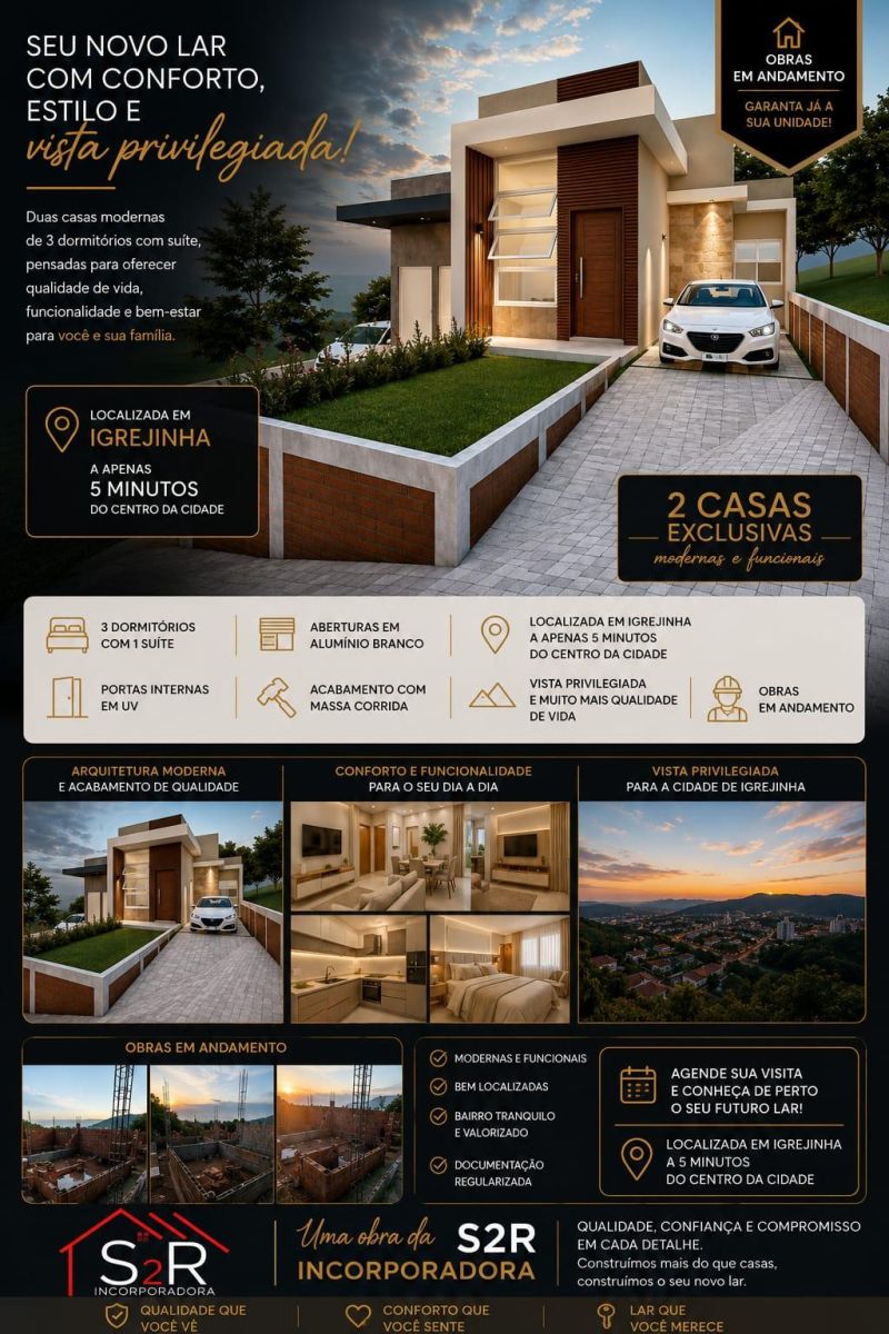 Casa com 2 quartos, 1 banheiro e 72m² à venda no bairro Saibreira, Igrejinha
