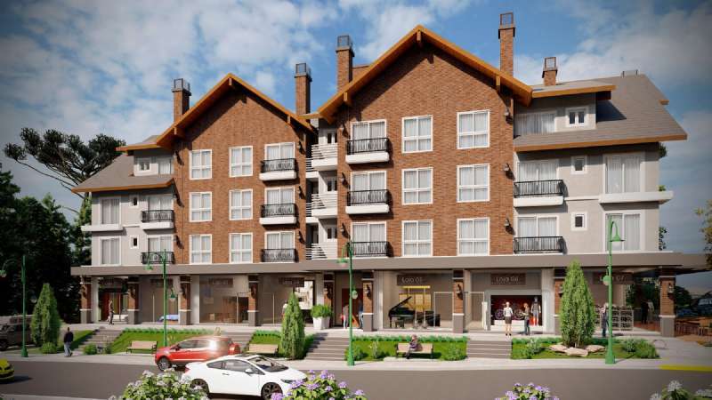 Apartamento com 1 quarto, 2 banheiros e 58m² à venda no bairro Avenida Central, Gramado
