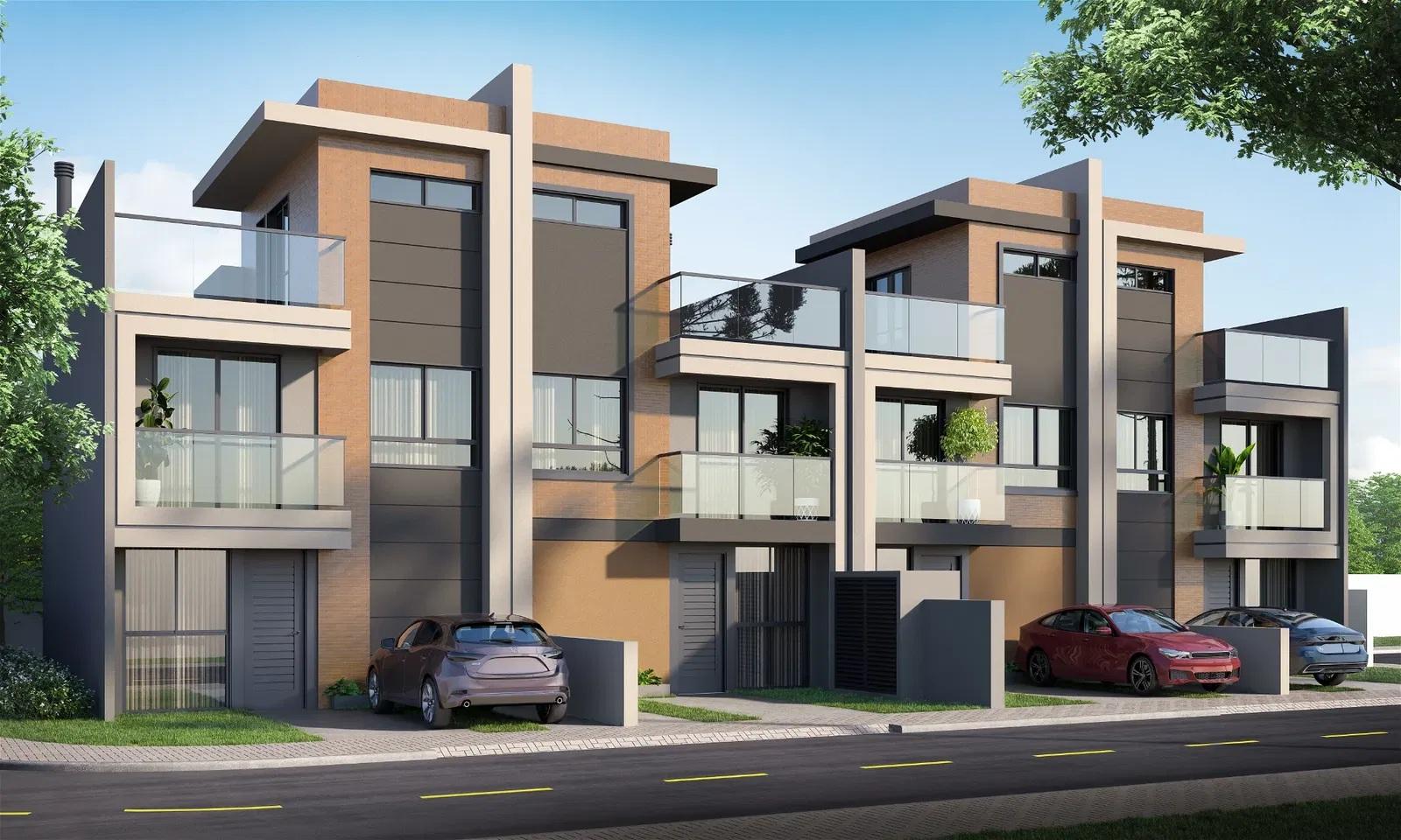 Sobrados triplex em condomínio fechado muito amplo com área verde - Santa Candida