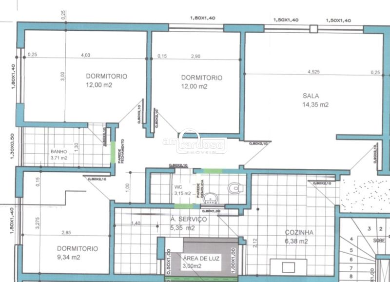 Apartamento com 3 quartos, 2 banheiros e 95m² à venda no bairro Sao Sebastiao, Porto Alegre