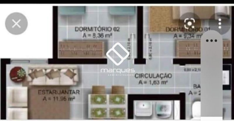 Apartamento com 2 quartos, 1 banheiro e 44m² à venda no bairro Fragata, Pelotas
